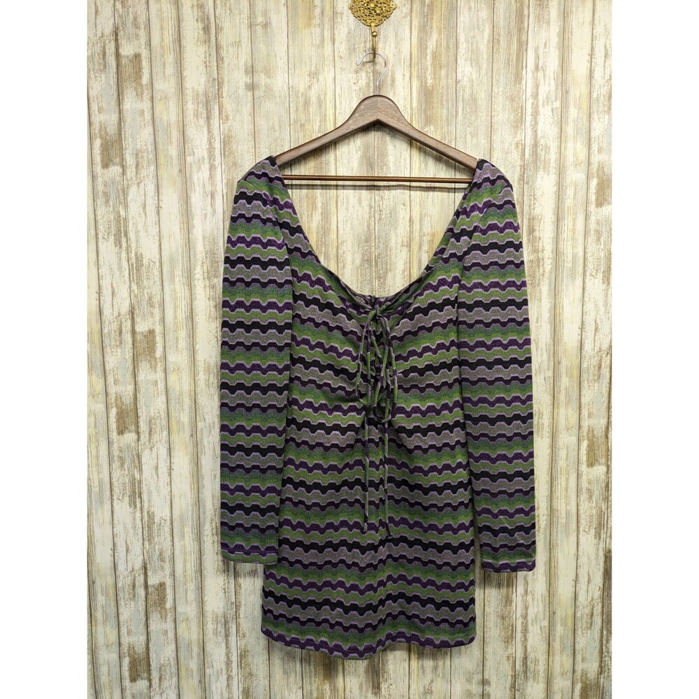 Zara Y2K Metallic Purple Green Cutout Long Sleeve Fairy Grunge Dress Size Medium